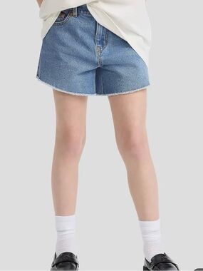 Levi’s Girls A-Line High Rise Denim Shorts Frayed Hem Size 10